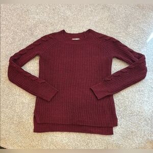 SO Women's Burgundy Crew Neck Sweater- Size: Medium